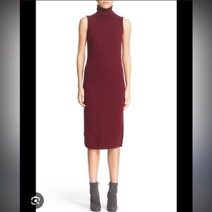 Autumn Cashmere sleeveless turtleneck sheath dress small maroon